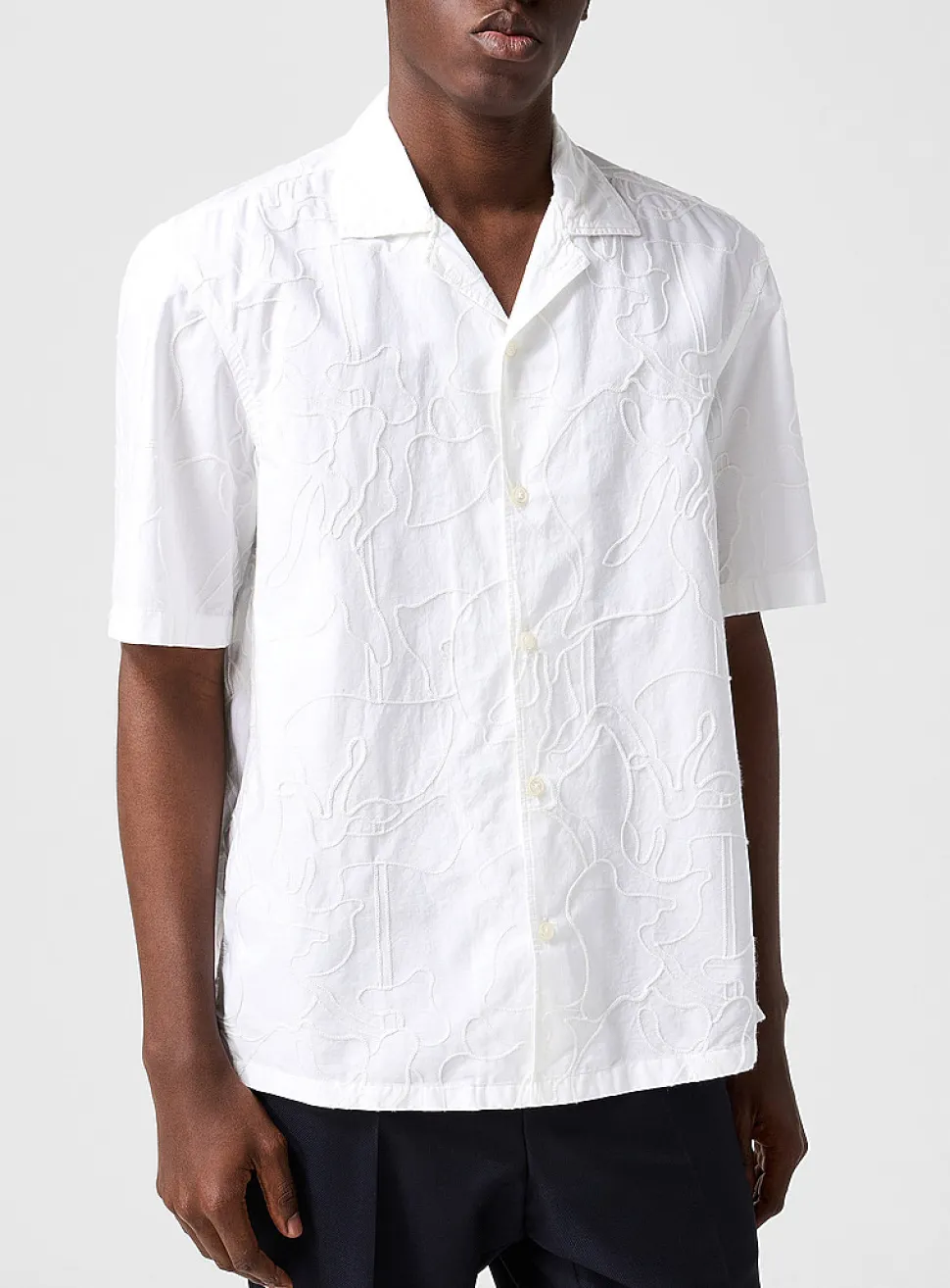 Abstract embroidery cabana shirt