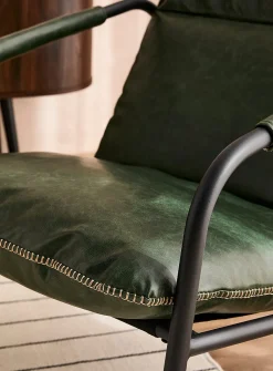 Accent stitching faux-leather lounge chair