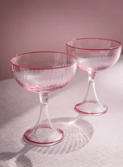 Accent trim pink cocktail glasses