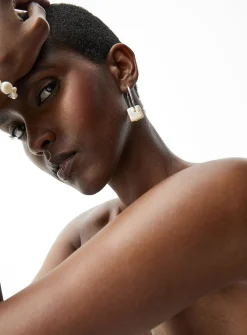 Ayla square pearl earrings