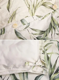 Bamboo leaves slub cotton duvet cover set