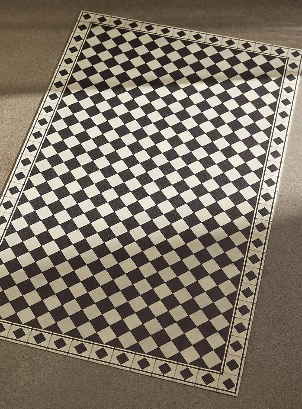 Beautiful checkers vinyl rug