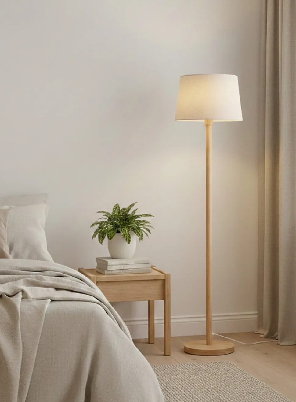 Beech wood floor lamp