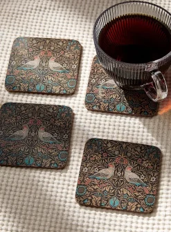 Birds tapestry laminated cork coasters