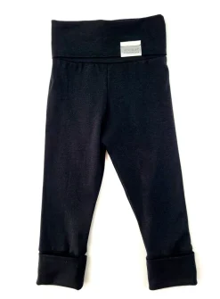 Black lyocell and organic cotton grow-with-me leggings