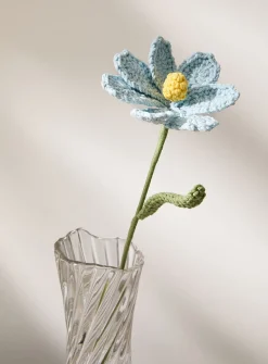 Blue flower imitation crocheted branch