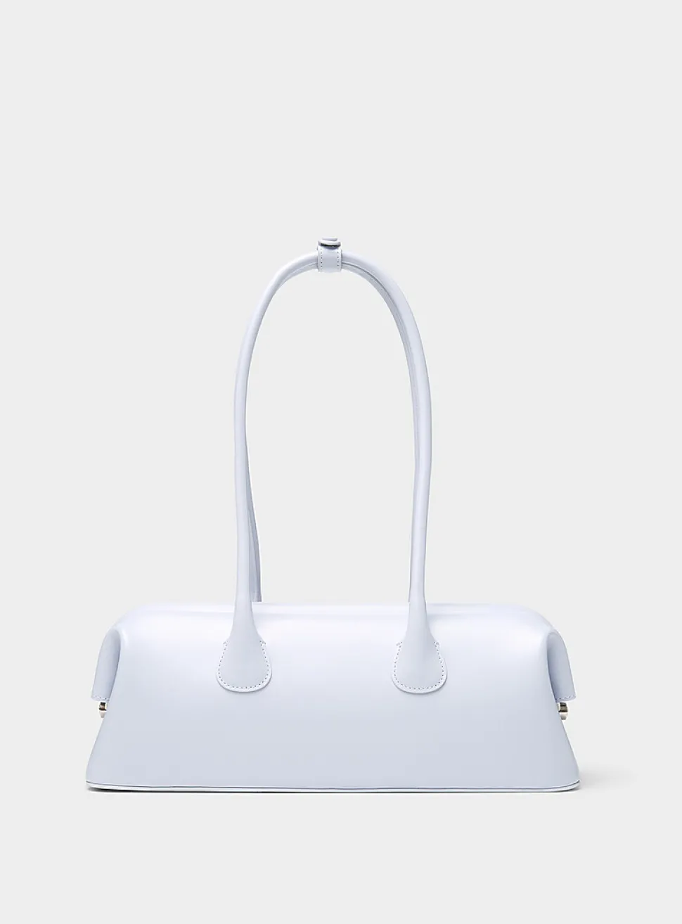 Boat misty blue leather baguette bag