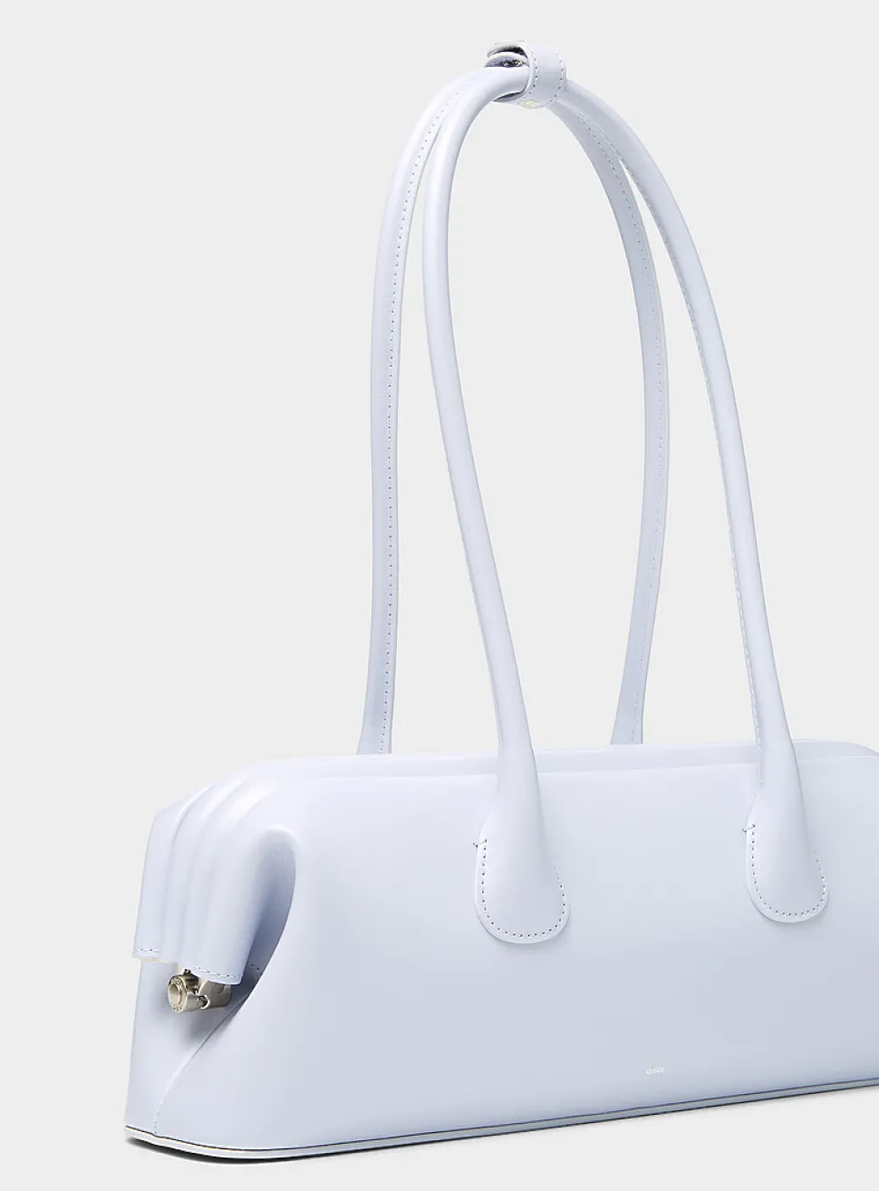 Boat misty blue leather baguette bag