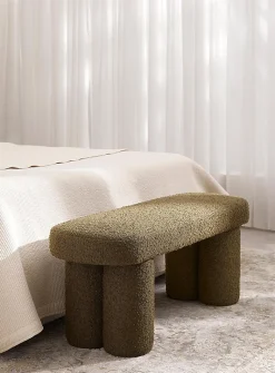 Bouclé fabric bench
