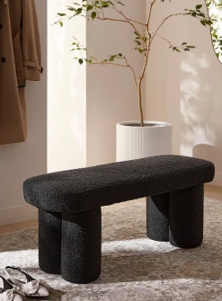 Bouclé fabric bench