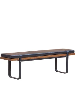 Brooklyn wood and faux-leather bench
