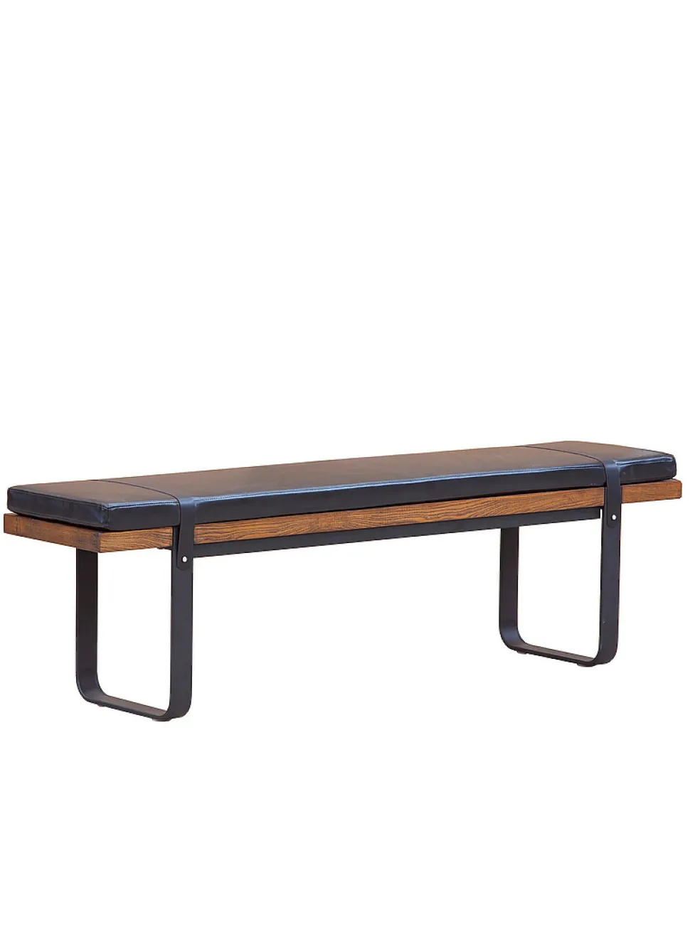 Brooklyn wood and faux-leather bench