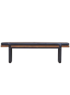 Brooklyn wood and faux-leather bench