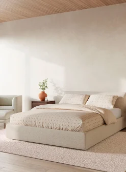 Built-in storage padded bed frame