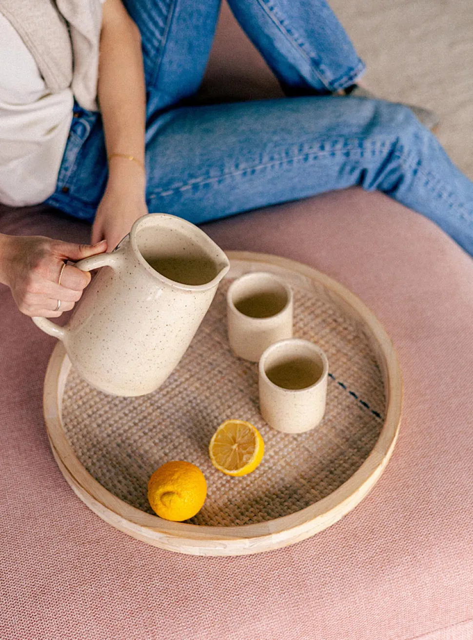 Ceramic pitcher and tumbler set