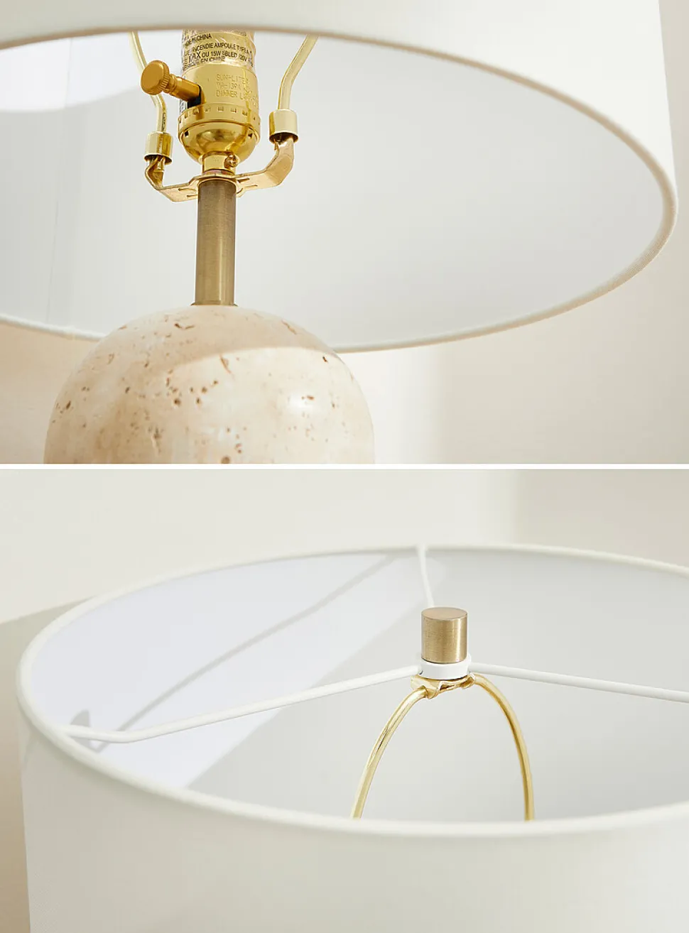 Classic travertine base table lamp