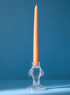 Clear glass fish candleholder