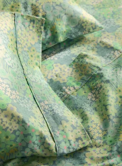 Clementine green flower sheet set