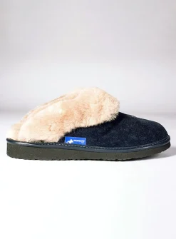 Collared sheepskin mule slippers with sole