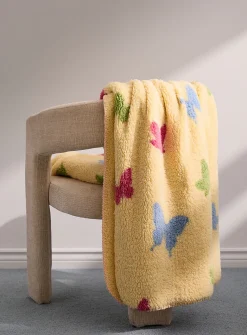 Colourful butterflies high-pile fleece throw