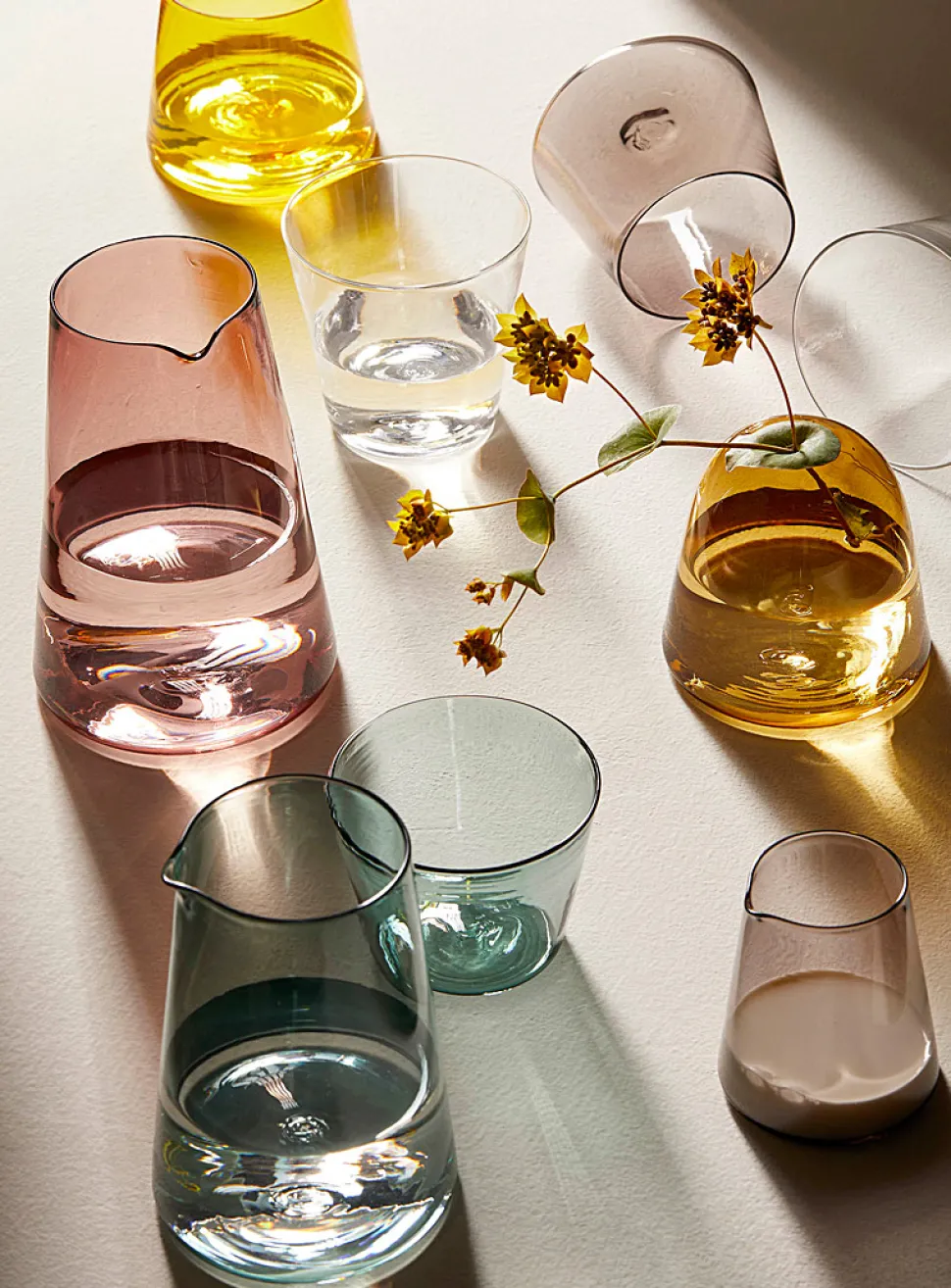 Colourful flared glass set