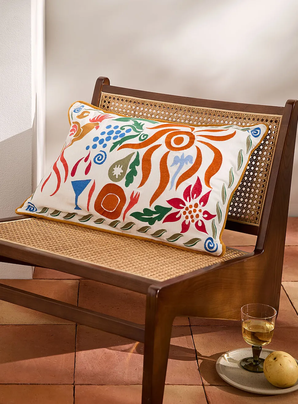Colourful summer embroidery removable-cover cushion