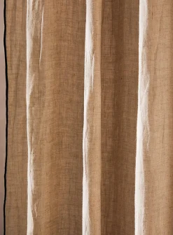 Contrasting trim pure linen shower curtain