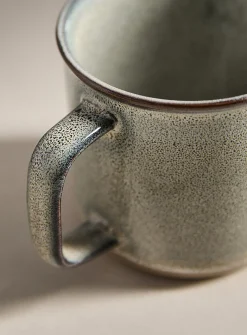Contrasting trim speckled mug
