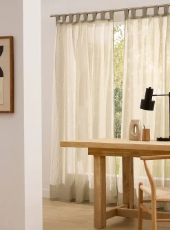 Crinkled texture sheer curtain