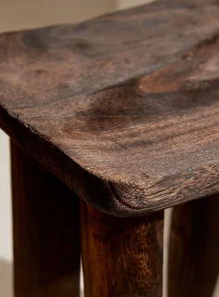 Dark paulownia wood decorative stool