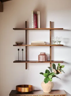 Dark wool triple wall shelf