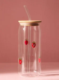 3D fruit large glass with straw