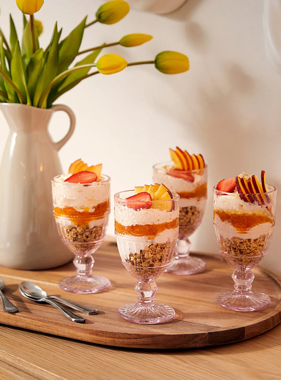 Embossed floral wine glasses