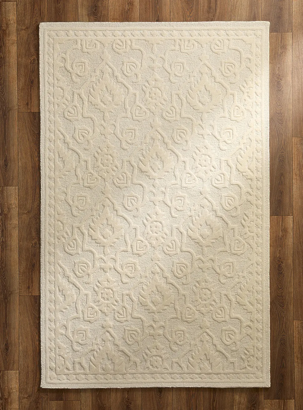 Embossed flowers plain handmade rug