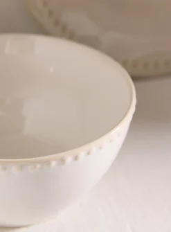Embossed polka dots small white bowl