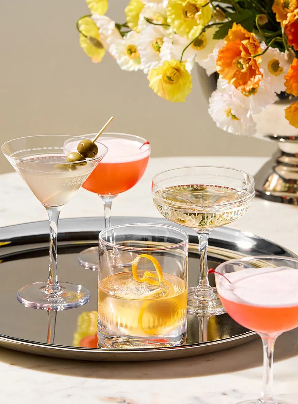 Engraved oval cocktail glasses