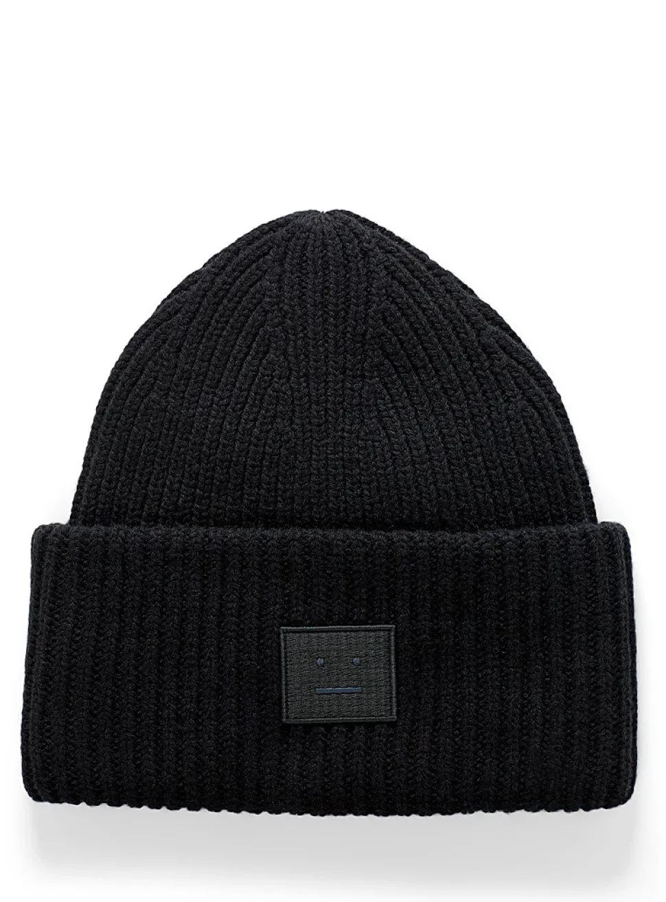 Face logo oversized turned-up cuff toque