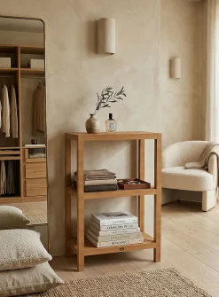 Fiji rectangular teak wood shelving