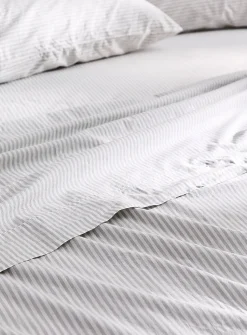 Fine stripe pure organic cotton sheet set