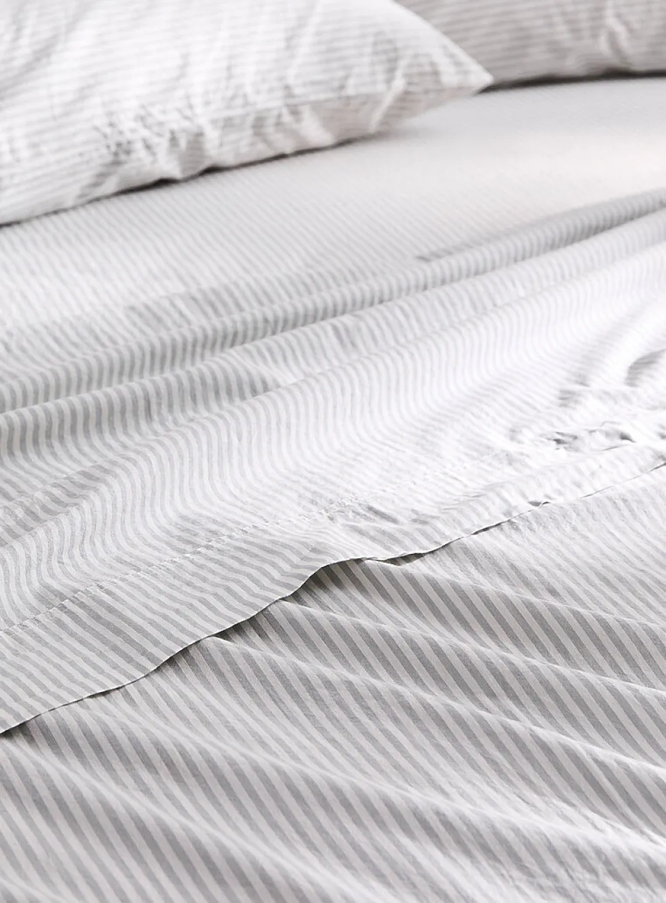 Fine stripe pure organic cotton sheet set
