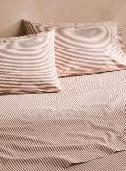 Fine stripe pure organic cotton sheet set