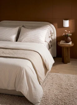 Fine stripes pure organic cotton duvet cover set