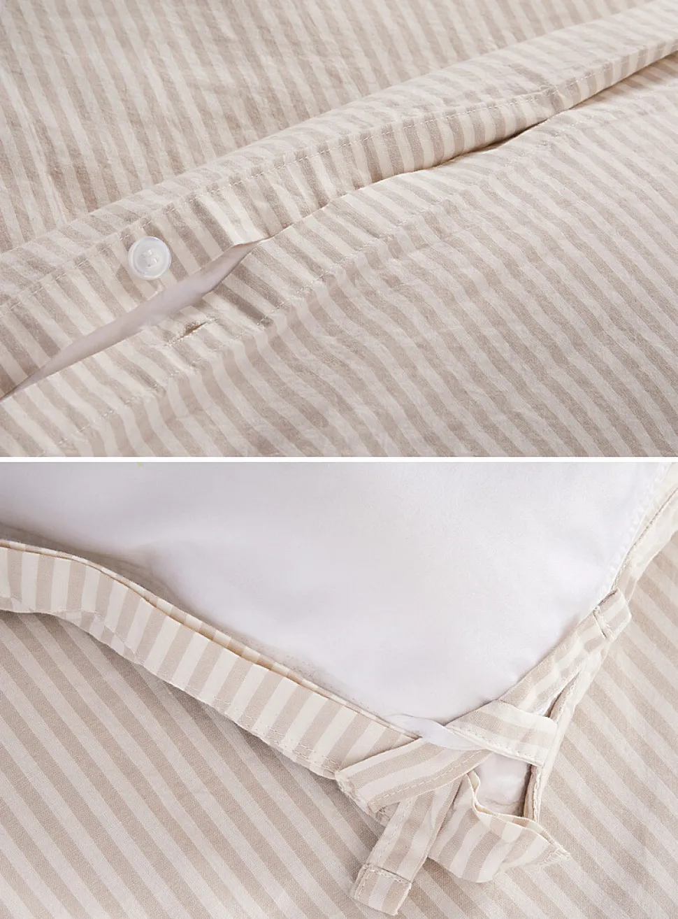 Fine stripes pure organic cotton duvet cover set