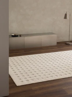 Flat-woven checkers ivory rug