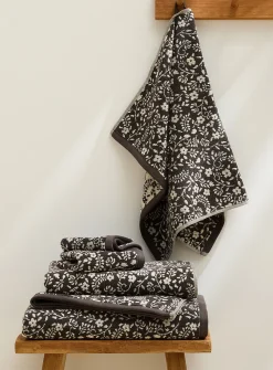 Floral tapestry organic cotton reversible towels