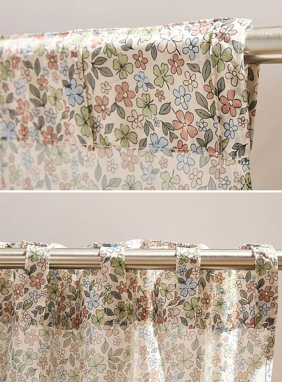 Flowers and clovers sheer curtain