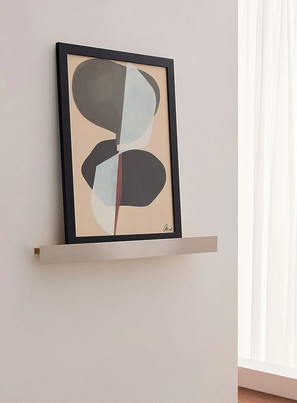 Gallery oak and steel floating shelf
