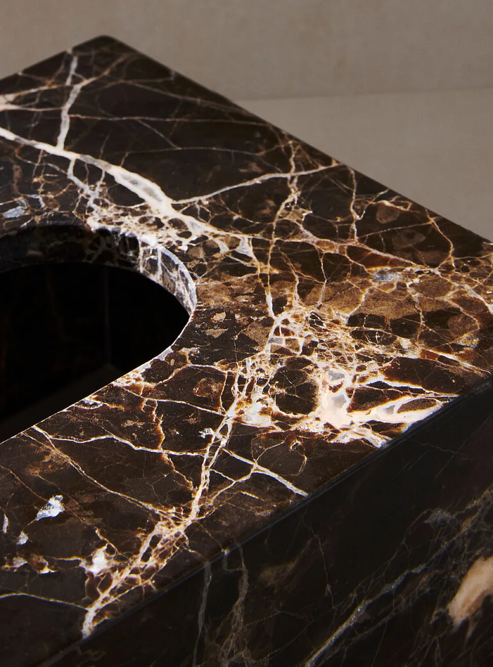 Genuine black marble tissue box cover