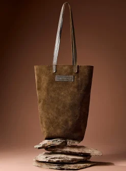 Genuine nubuck leather reversible tote