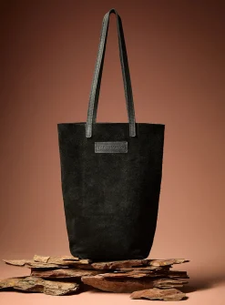 Genuine nubuck leather reversible tote